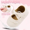 image:imageVIFUUR Baby Girls Mary Jane Flats Bowknot Soft Sole Pre Walker Shoes01 White Bow