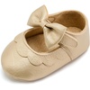 image:imageVIFUUR Baby Girls Mary Jane Flats Bowknot Soft Sole Pre Walker Shoes04 Gold Bow
