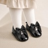 image:imageVIFUUR Baby Girls Mary Jane Flats Bowknot Soft Sole Pre Walker ShoesGlossy Black