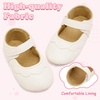 image:imageVIFUUR Baby Girls Mary Jane Flats Bowknot Soft Sole Pre Walker ShoesWhite Flower