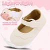 image:imageVIFUUR Baby Girls Mary Jane Flats Bowknot Soft Sole Pre Walker ShoesWhite Flower
