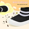 image:imageVIFUUR Baby Shoes Toddler Sneakers First Walking Shoes 036 MonthsH Black 2stripes