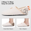 image:imageVIFUUR House Slippers for Women Men Fuzzy Barefoot Slipper Socks01 Beige Leopard