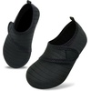 image:imageVIFUUR Kids Water Shoes Boys Girls Barefoot Water Sports Socks HookampLoop Beach Shoes Quick Dry Aqua Socks Swim Walking Outdoor Sports for ToddlerBlack1
