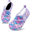 image:imageVIFUUR Kids Water Shoes Boys Girls Barefoot Water Sports Socks HookampLoop Beach Shoes Quick Dry Aqua Socks Swim Walking Outdoor Sports for ToddlerFish Scales Purple