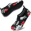 image:imageVIFUUR Water Shoes for Men Women Barefoot Quick Dry Aqua Socks Slip OnBlack Flower