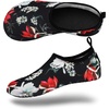 image:imageVIFUUR Water Shoes for Men Women Barefoot Quick Dry Aqua Socks Slip OnBlack Flower