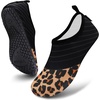 image:imageVIFUUR Water Shoes for Men Women Barefoot Quick Dry Aqua Socks Slip OnSplice Orange Leopard