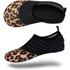 image:imageVIFUUR Water Shoes for Men Women Barefoot Quick Dry Aqua Socks Slip OnSplice Orange Leopard