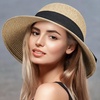 image:imageVIFUUR Womens Straw Hats Wide Brim Summer Visor Beach Sun Hat Packable UPF UV Foldable Travel