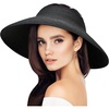 image:imageVIFUUR Sun Straw Hats Rollup Ponytail Wide Brim Summer Visor for Womens Beach Hat Packable UPF UV Travel