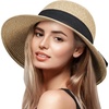 image:imageVIFUUR Womens Straw Hats Wide Brim Summer Visor Beach Sun Hat Packable UPF UV Foldable Travel
