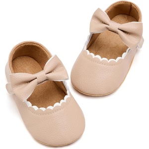 image:imageVIFUUR Baby Girls Mary Jane Flats Bowknot Soft Sole Pre Walker ShoesMix Beige
