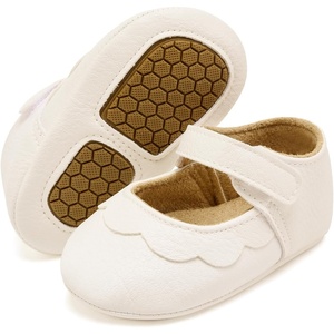 image:imageVIFUUR Baby Girls Mary Jane Flats Bowknot Soft Sole Pre Walker ShoesWhite Flower