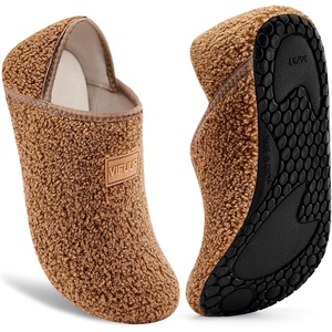 image:imageVIFUUR House Slippers for Women Men Fuzzy Barefoot Slipper Socks04 Brown