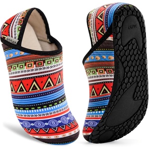 image:imageVIFUUR House Slippers for Women Men Fuzzy Barefoot Slipper SocksGeometric Style