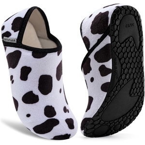 image:imageVIFUUR House Slippers for Women Men Fuzzy Barefoot Slipper SocksWhite Cow
