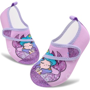 image:imageVIFUUR Kids Water Shoes Boys Girls Barefoot Water Sports Socks HookampLoop Beach Shoes Quick Dry Aqua Socks Swim Walking Outdoor Sports for ToddlerMermaid Purple
