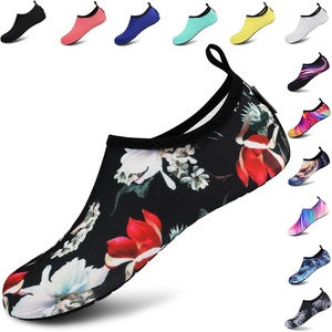 image:imageVIFUUR Water Shoes for Men Women Barefoot Quick Dry Aqua Socks Slip OnBlack Flower