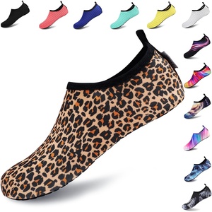 image:imageVIFUUR Water Shoes for Men Women Barefoot Quick Dry Aqua Socks Slip OnLeopard Orange