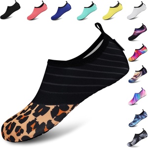 image:imageVIFUUR Water Shoes for Men Women Barefoot Quick Dry Aqua Socks Slip OnSplice Orange Leopard